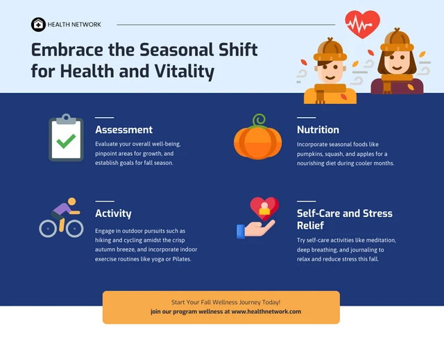 Plantilla infográfica sobre el cambio estacional para la salud y la vitalidad