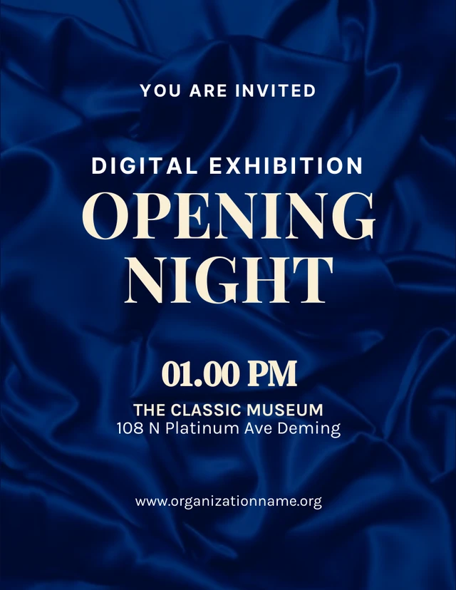 Vorlage für ein digitales Ausstellungsplakat mit moderner Textur in Marineblau