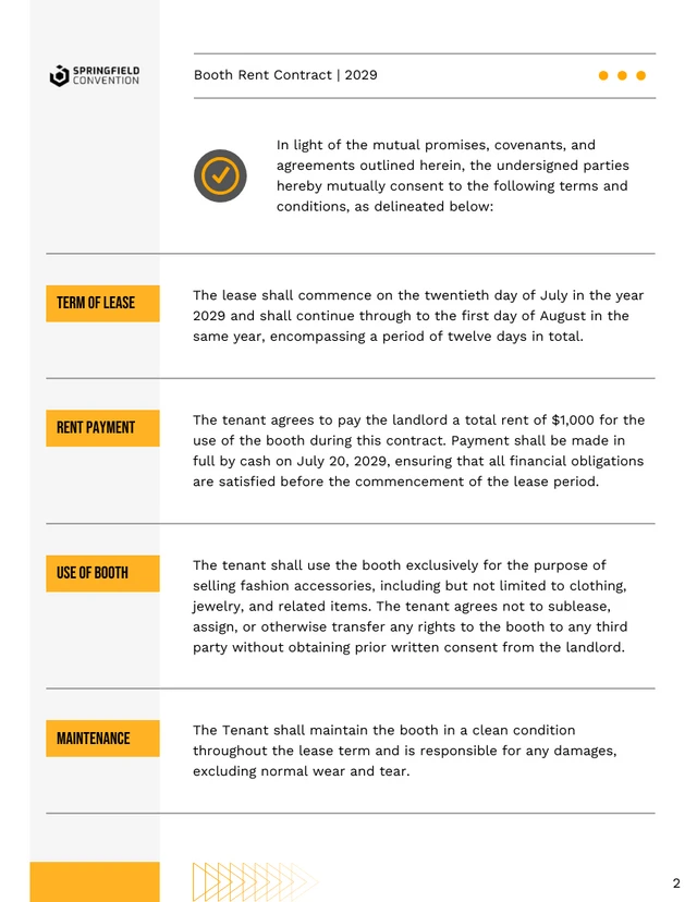 Booth Rent Contract Template - Seite 2