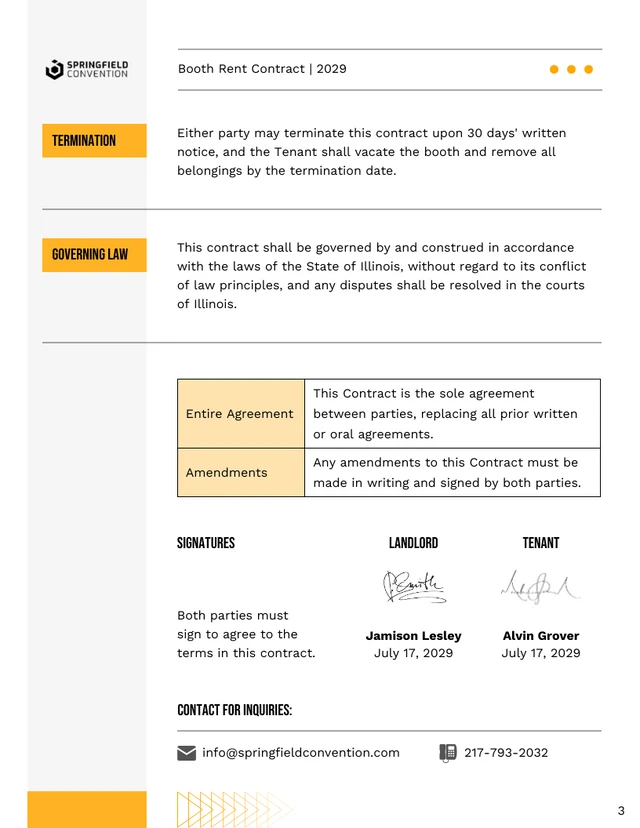 Booth Rent Contract Template - صفحة 3