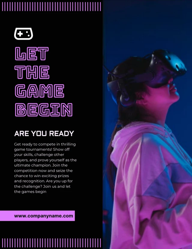 Schwarz-lila moderne Gaming-Poster-Vorlage