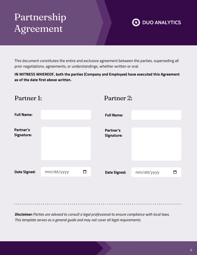 50/50 Business Partnership Agreement Template - Página 4