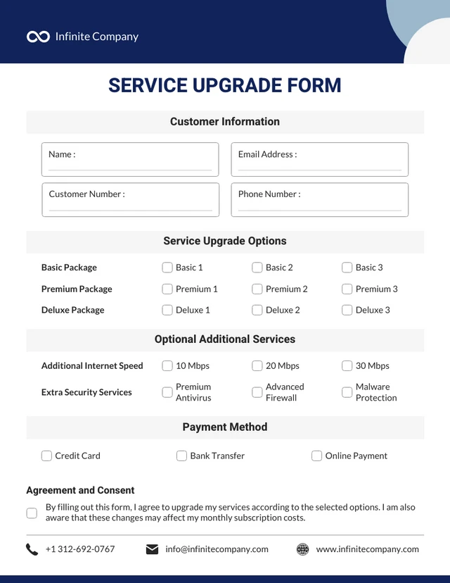 Service Upgrade Form Template