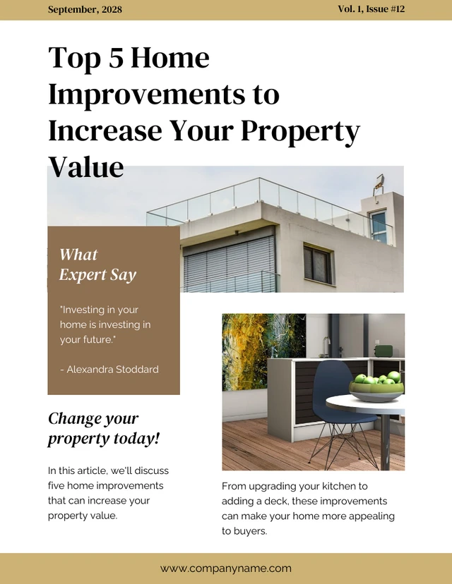 Minimalist Gold And Brown Monthly Real Estate Newsletter