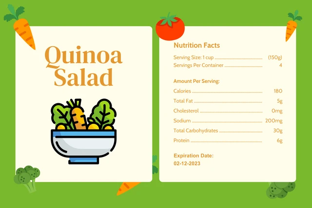 Green Simple Illustration Salad Food Label Template