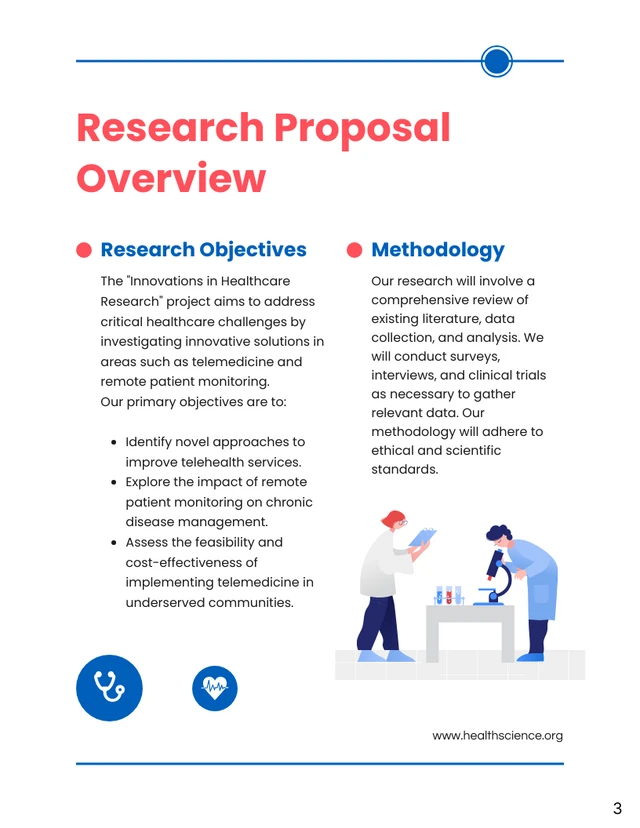 Blue and Red Healthcare Research Proposal - Page 3