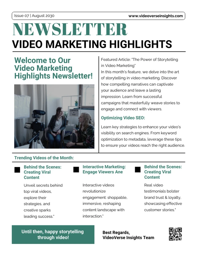 Video Marketing Highlights Newsletter Template