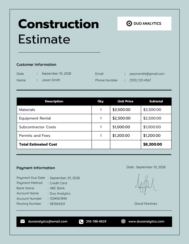 Free Construction Estimate Template Jenny Printable