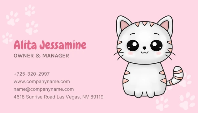 Baby Pink Cute Illustration Pet Accessories Business Card - page 2