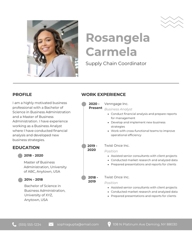 White And Grey Minimalist Clean Professional Business Resume Template