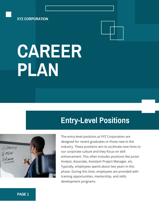 Green And White Square Shape Career Plan - Page 1