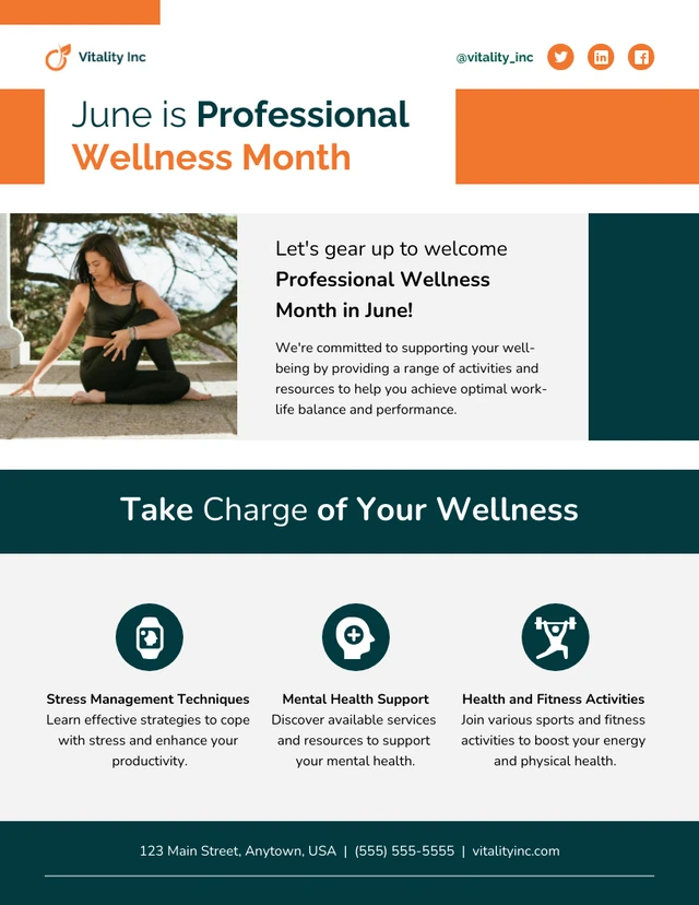 Professional Wellness Month: Corporate Well-Being Program for Mental Health Poster Template