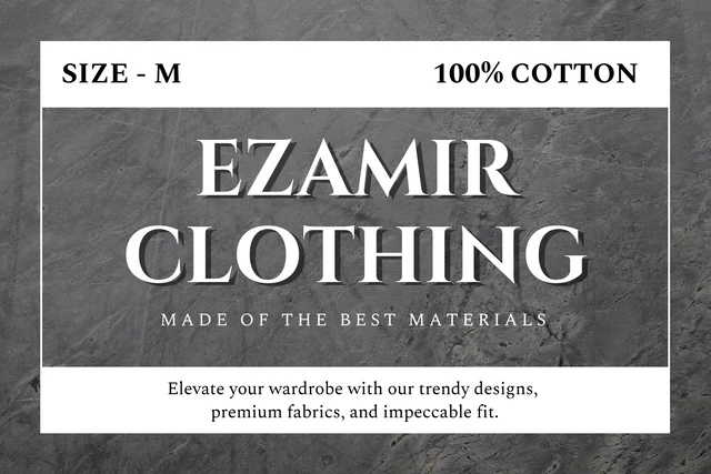 Modèle d'étiquette de vêtements à texture simple gris et blanc