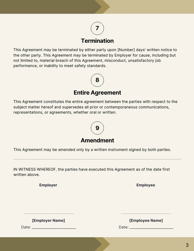 Mechanic Employment Contract Template - page 3