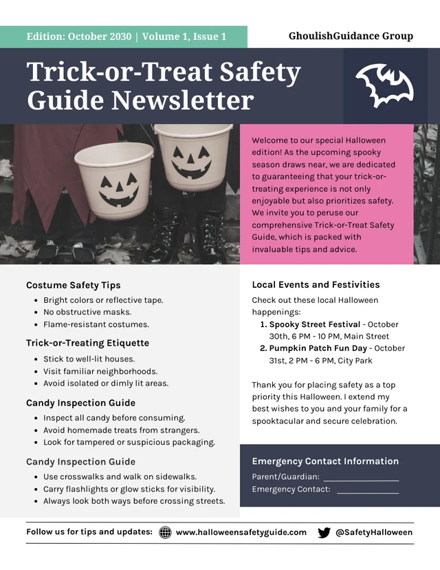 Trick-or-Treat Safety Guide Newsletter Template