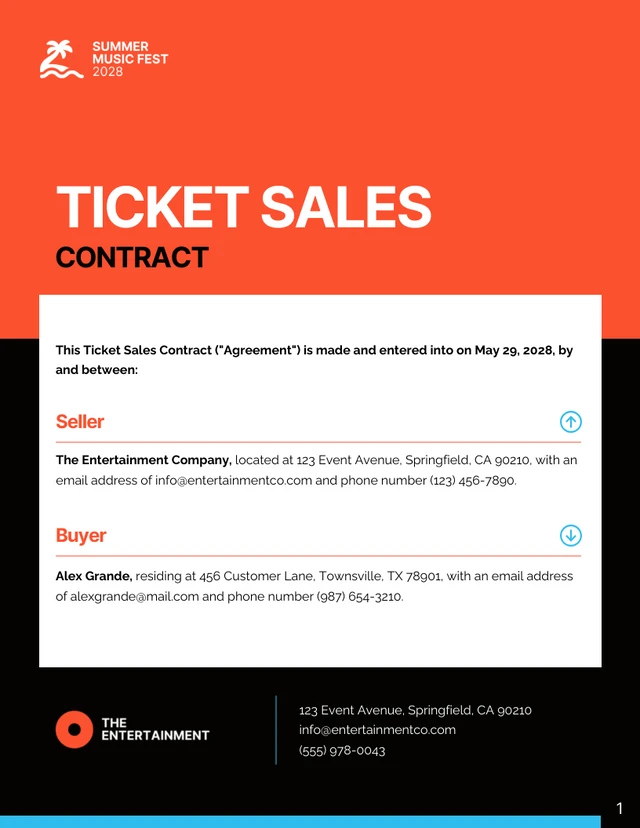 Ticket Sales Contract Template - صفحة 1