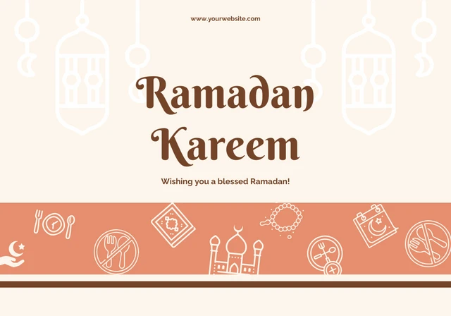 Beige And Cream Simple Ramadan Card Template