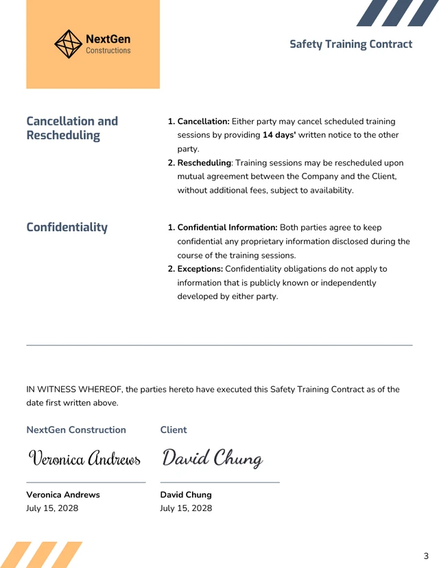 Safety Training Contract Template - page 3