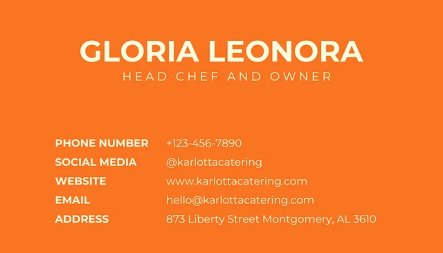 Orange Modern Photo Catering Business Card - Page 2