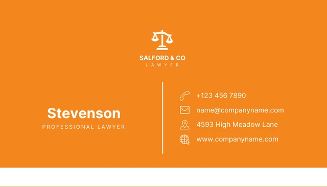 Orange And White Minimalist Professional Lawyer Business Card - Page 2