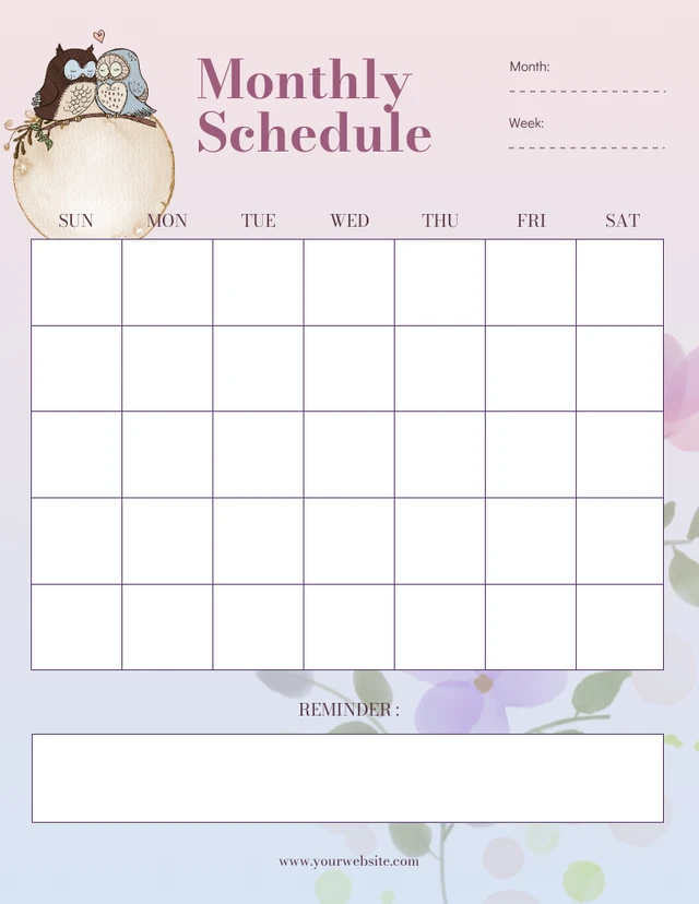 Soft Pink Monthly Schedule Flyer Template
