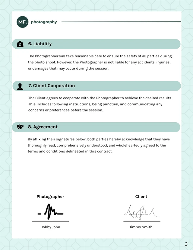 Maternity Photography Contract - page 3