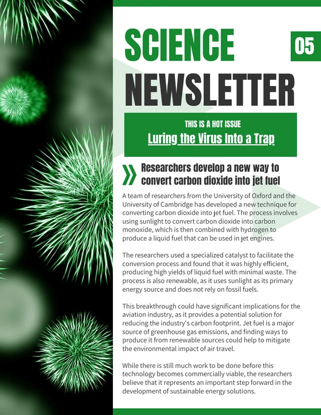 White And Green Modern Professional School Science Newsletter