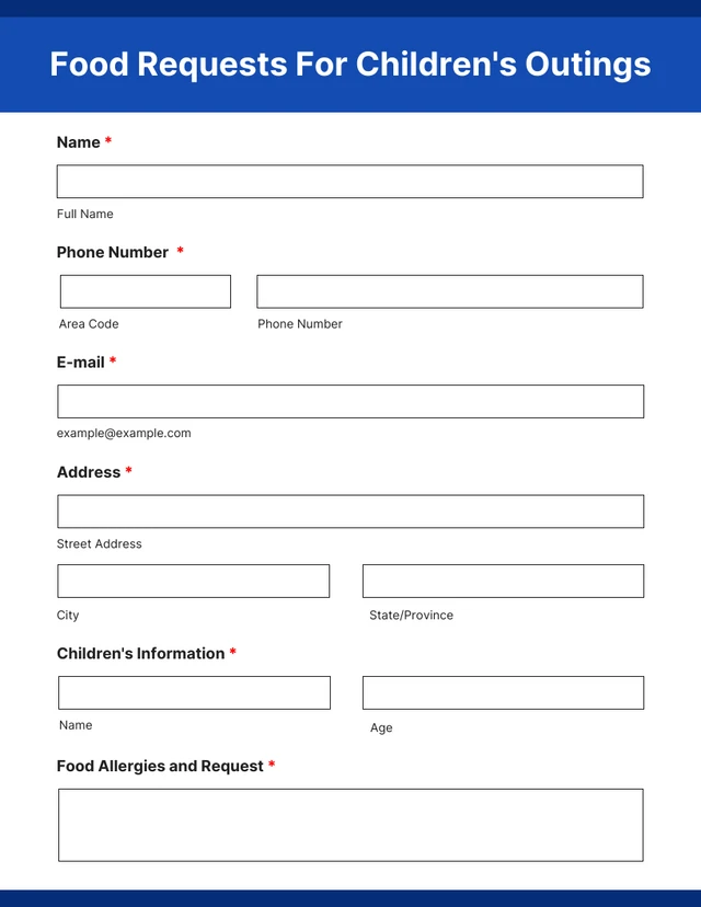Minimalist Simple Blue Request Forms Template