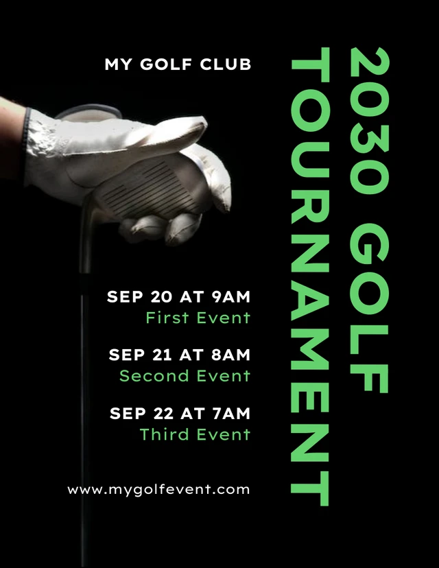 Black Simple Golf Tournament Schedule Template