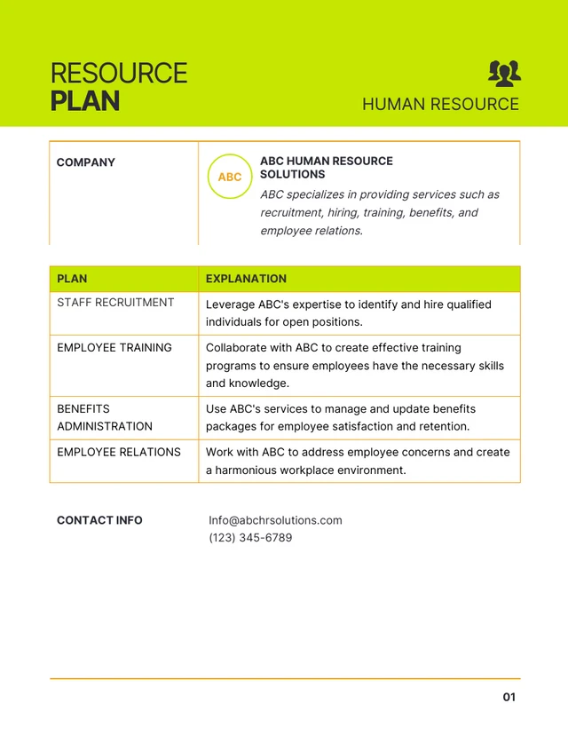 Simple Greeny Resource Plan - Page 1