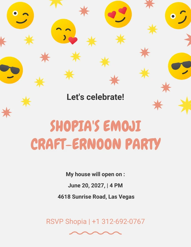 Peach And Yellow Emoji And Sparkles Emoji Party Template