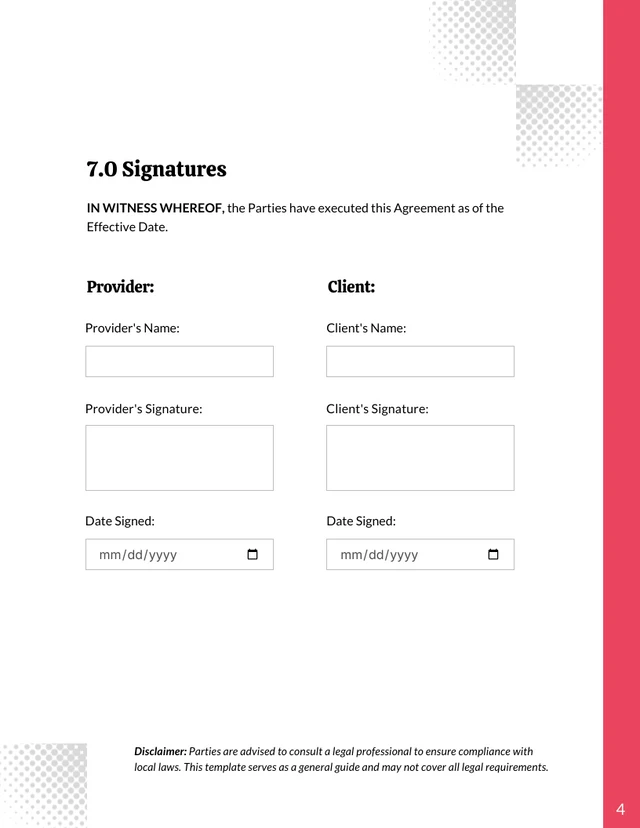 Exclusivity Contract Template - Seite 4
