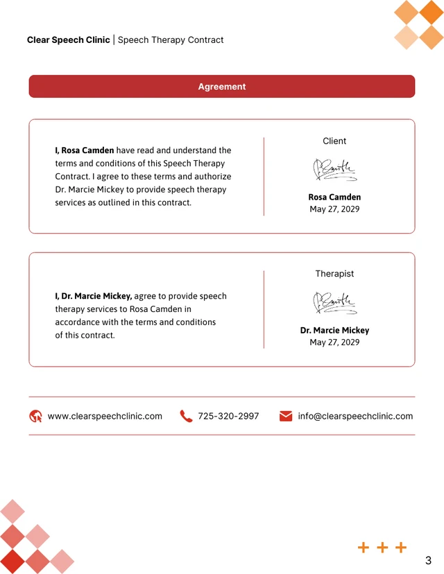 Speech Therapy Contract Template - Seite 3