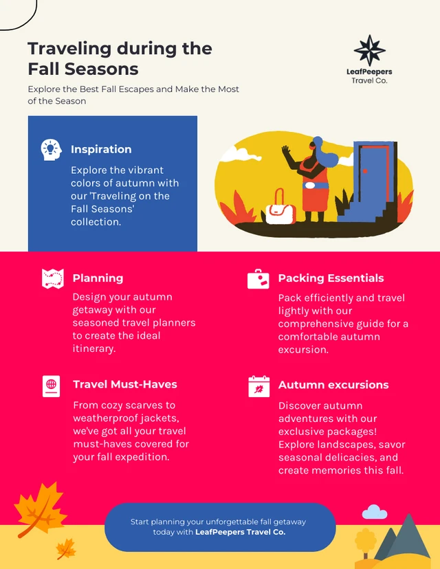 Infografik-Vorlage für Reisetipps für die Herbstsaison