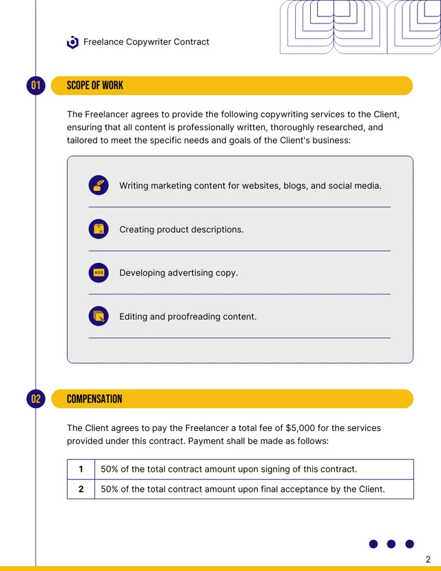 Freelance Copywriter Contract Template - page 2