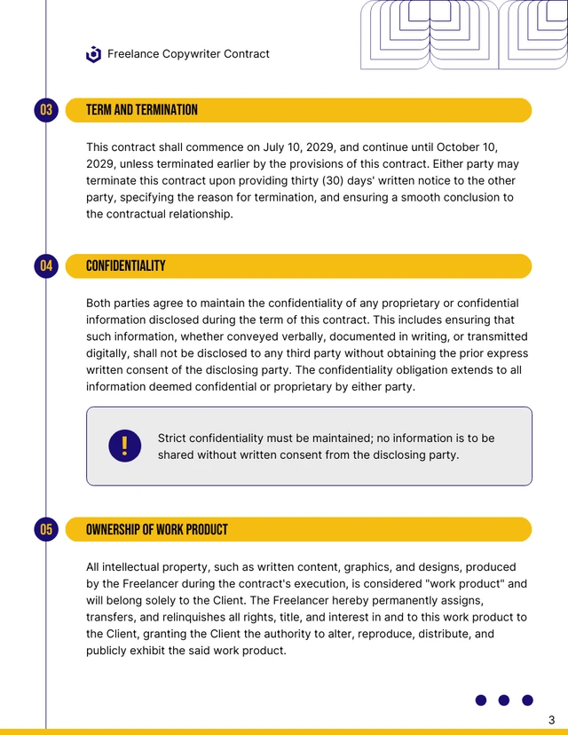 Freelance Copywriter Contract Template - صفحة 3