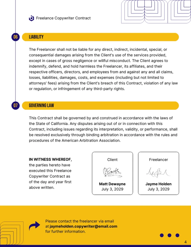 Freelance Copywriter Contract Template - Seite 4