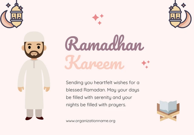Lila und rosa Ramadan-Grußkartenvorlage