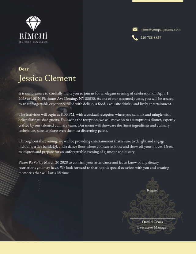 Elegant Invitation For Fashion Event Letterhead Template