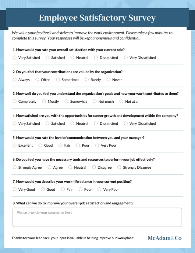 Employee Engagement Satisfactory Survey Form Template - صفحة 2