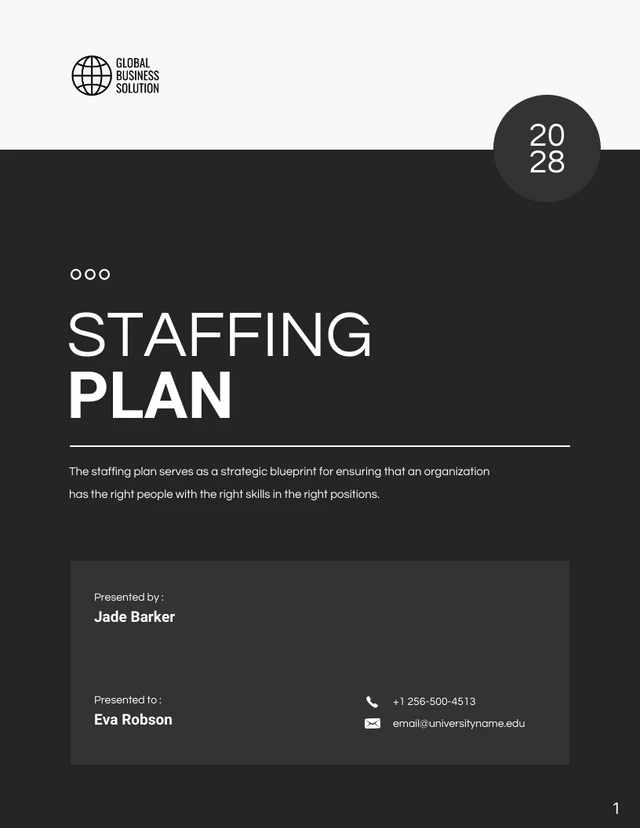 Dark Monochrome Staffing Plan - Page 1