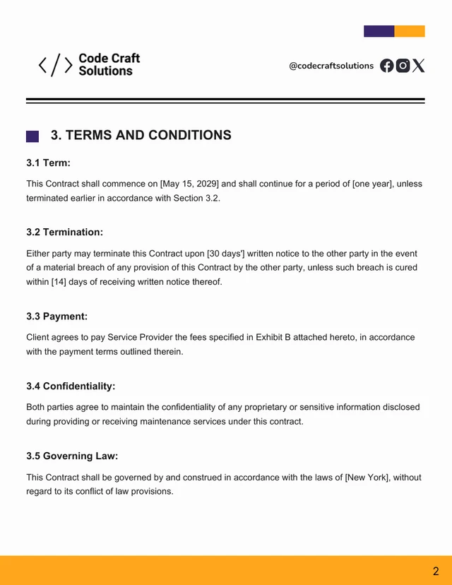 Software Maintenance Contract Template - Page 2