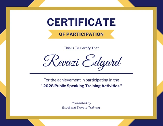 Navy And Yellow Modern Geometric Course Certificate Template