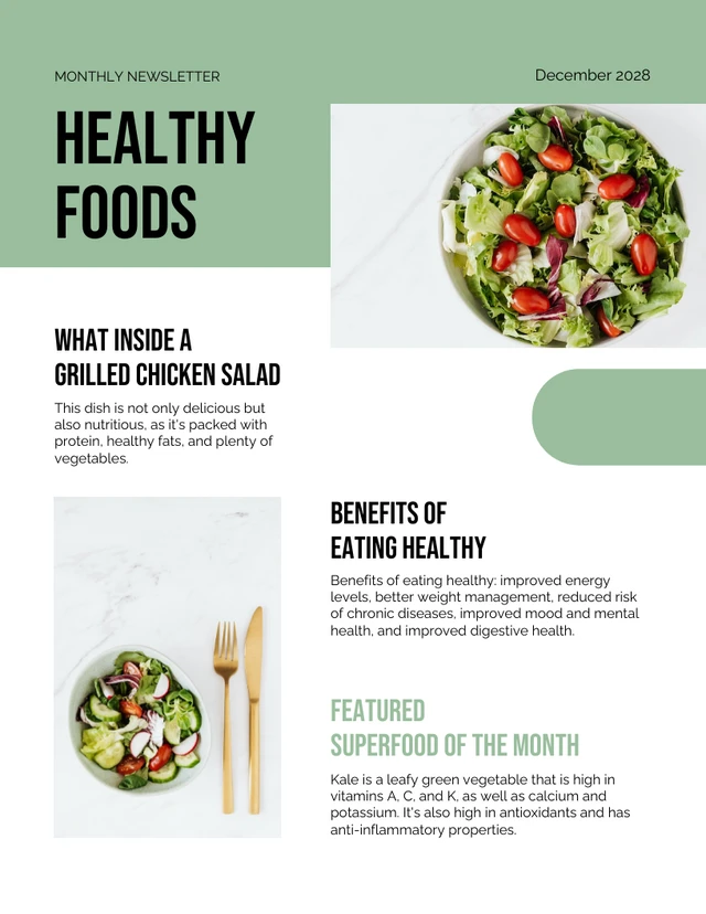 Natural Green Healthy Foods Monthly Newsletter