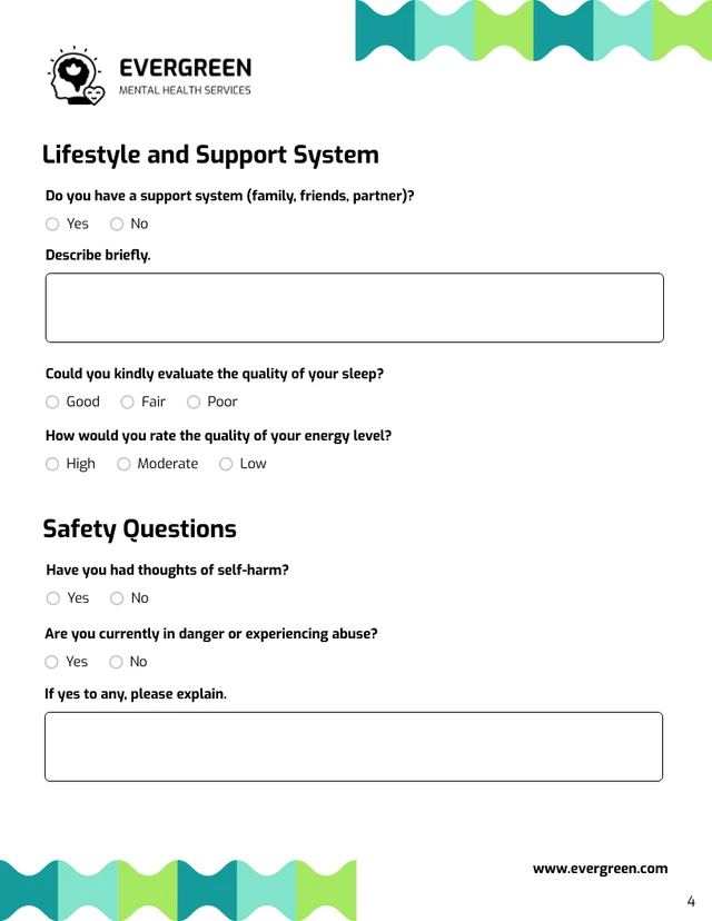 Counseling Intake Form Template - Seite 4