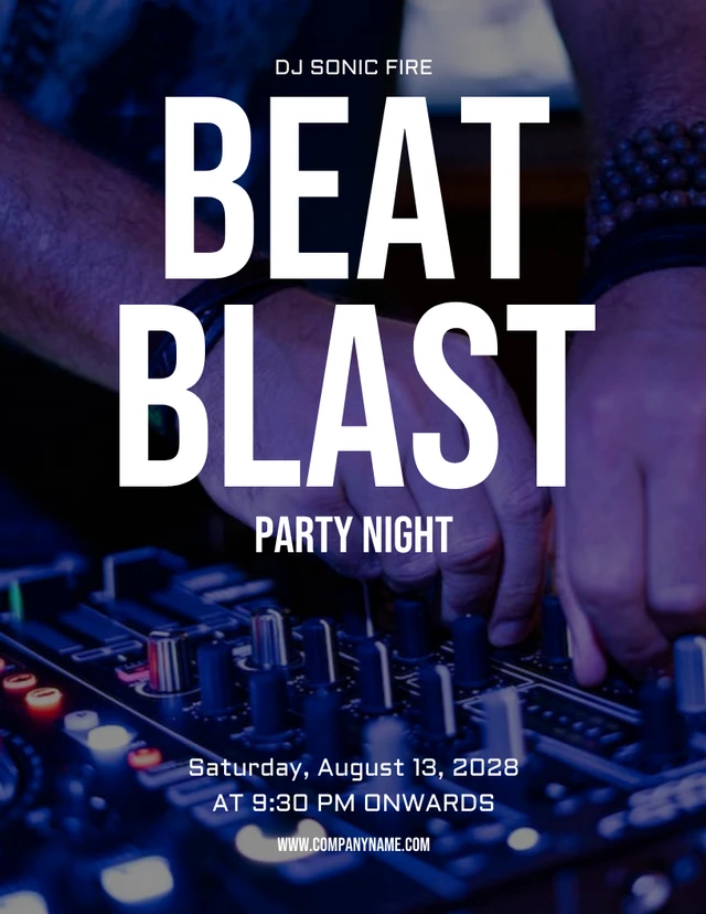 Black Simple Photo Dj Club Party Night Poster Template
