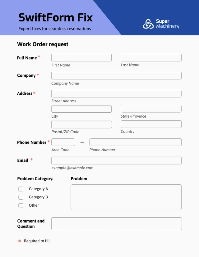 Simple Blue Booking Forms Template