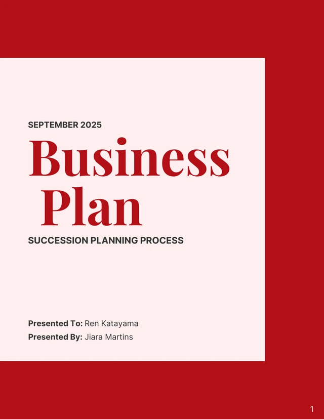 Red And Pink Modern Simple Minimalist Business Succession Plan Template