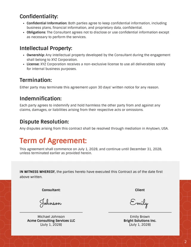 Business Consulting Contract Template - Page 2