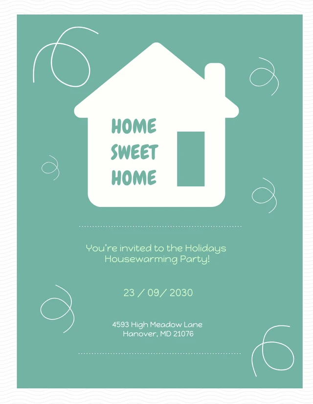 House Green Simple Housewarming Invitation Party Template